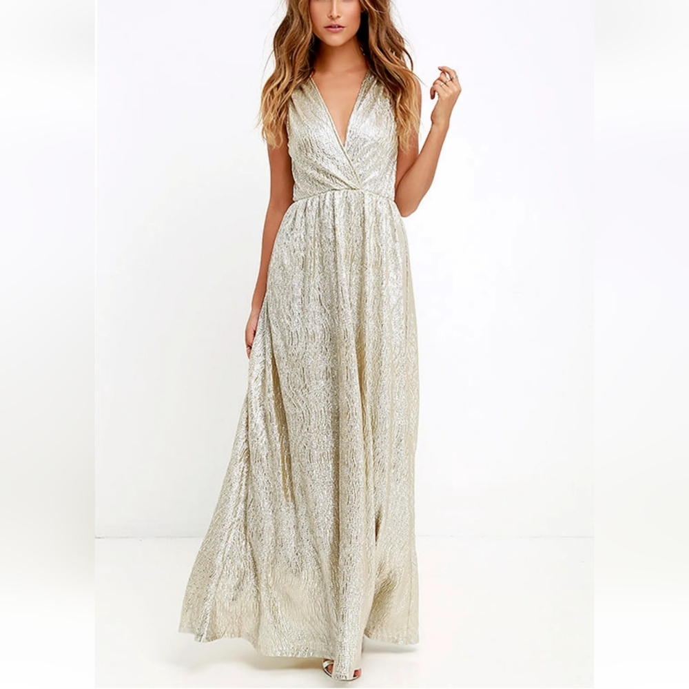 Lulus All That Shimmers Is Gold Dress (XS)